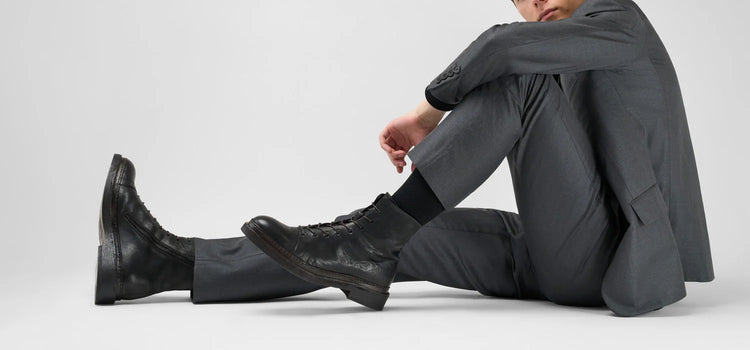 YALE Matte-Black Welted Oxford Lace up Boots.