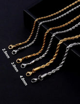 Gold Rope Chain for Men 2.5Mm 3Mm 4Mm 18K Gold Plated Stainless Steel Rope Chain Necklace for Mens Women