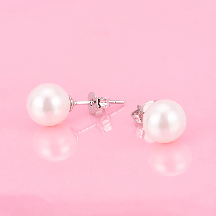 4.00 CTTW 18K Gold Genuine Cultured Pearl Earring in 18K White Gold Plated