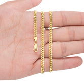 18K Real Yellow Gold Solid Miami Cuban Link 2.7Mm Chain Necklace (16"-30") Italian Jewelry for Men & Women