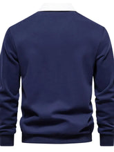 Men’s quarter button collared neck long sleeve polo — stylish casual shirt with soft fabric and classic fit