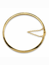 Etched Bangle Bracelet in 18K Yellow Gold over .925 Sterling Silver 7" Length