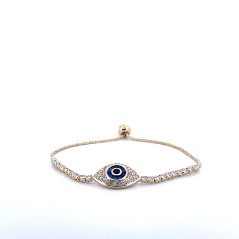 18K Gold Filled Evil Eye Tennis Bracelet with Blue