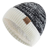 New Unisex Two-Tone Winter Hats Add Fur Lined Men and Women Fashion Warm Beanie Cap Casual Winter Knitted Hats