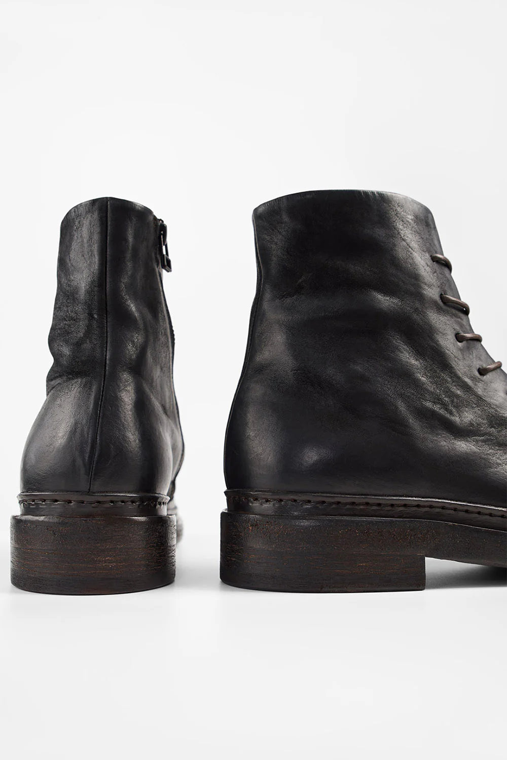YALE Matte-Black Welted Oxford Lace up Boots.