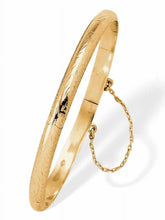 Etched Bangle Bracelet in 18K Yellow Gold over .925 Sterling Silver 7" Length