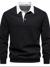 Men’s quarter button collared neck long sleeve polo — stylish casual shirt with soft fabric and classic fit
