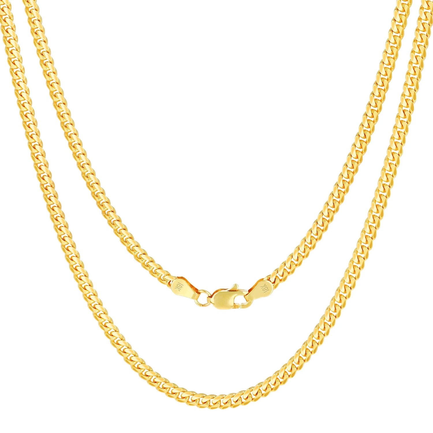 18K Real Yellow Gold Solid Miami Cuban Link 2.7Mm Chain Necklace (16"-30") Italian Jewelry for Men & Women