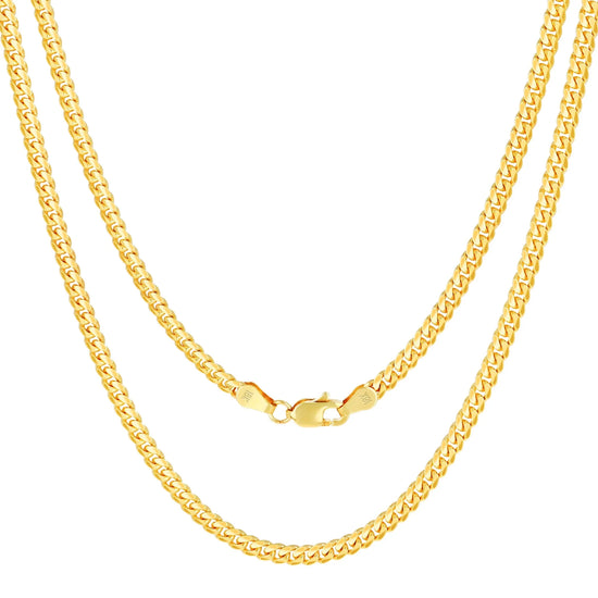 18K Real Yellow Gold Solid Miami Cuban Link 2.7Mm Chain Necklace (16"-30") Italian Jewelry for Men & Women