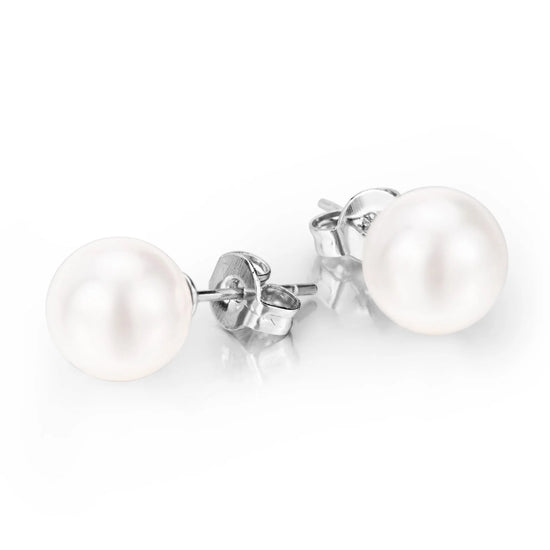 4.00 CTTW 18K Gold Genuine Cultured Pearl Earring in 18K White Gold Plated