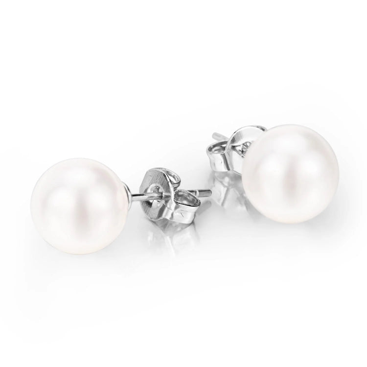 4.00 CTTW 18K Gold Genuine Cultured Pearl Earring in 18K White Gold Plated