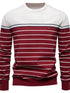 Men’s striped round neck long sleeve sweater — cozy knit pullover with classic casual design