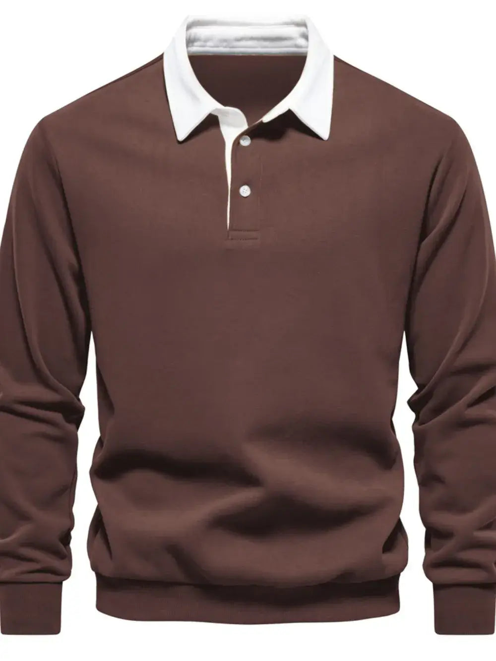 Men’s quarter button collared neck long sleeve polo — stylish casual shirt with soft fabric and classic fit