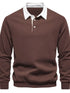 Men’s quarter button collared neck long sleeve polo — stylish casual shirt with soft fabric and classic fit