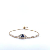 18K Gold Filled Evil Eye Tennis Bracelet with Blue