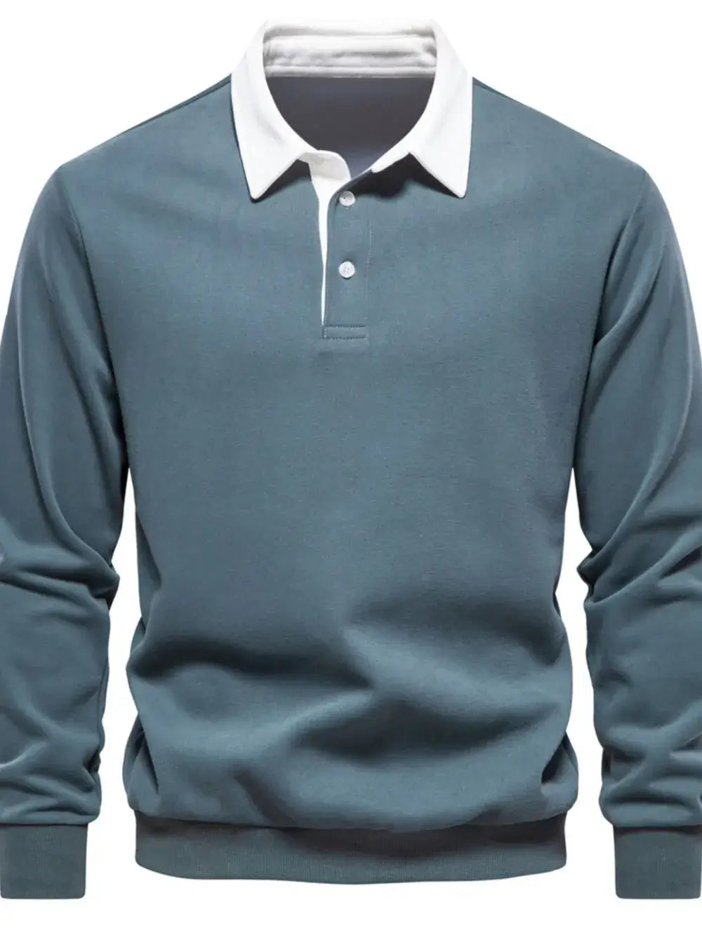 Men’s quarter button collared neck long sleeve polo — stylish casual shirt with soft fabric and classic fit