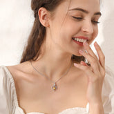 925 Sterling Silver Birthstone Necklace Rose Flower Heart Pendant Jewelry Christmas Valentines Mother&