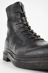 YALE Matte-Black Welted Oxford Lace up Boots.