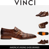 The Strat Single Monk Strap Cap Toe Brown Leather Handmade Men Shoe