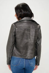 Coalition LA Zip Up Biker Jacket with Belt for Adult women - FasionByMatteo