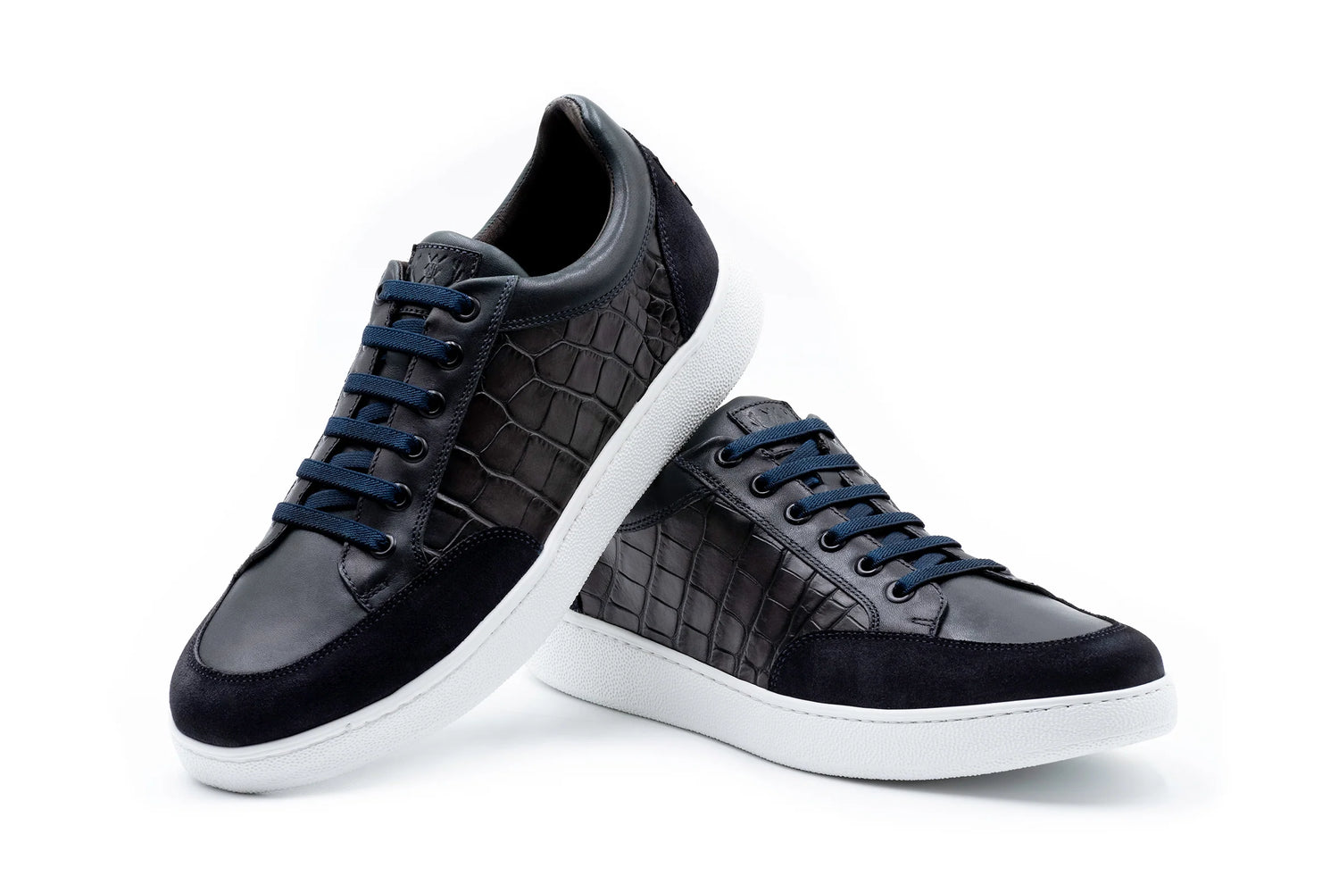 Carson Alligator Grain Sneakers - Midnight