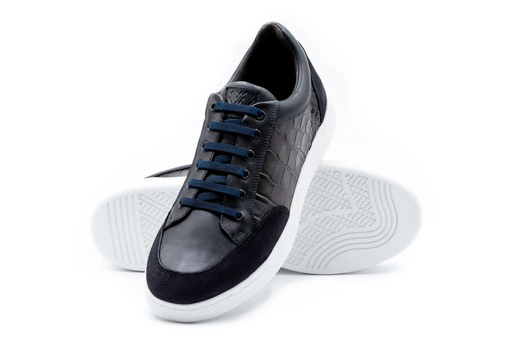 Carson Alligator Grain Sneakers - Midnight