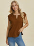Double Take Full Size Notched Cap Sleeve Knit Top for Adult women - FasionByMatteo