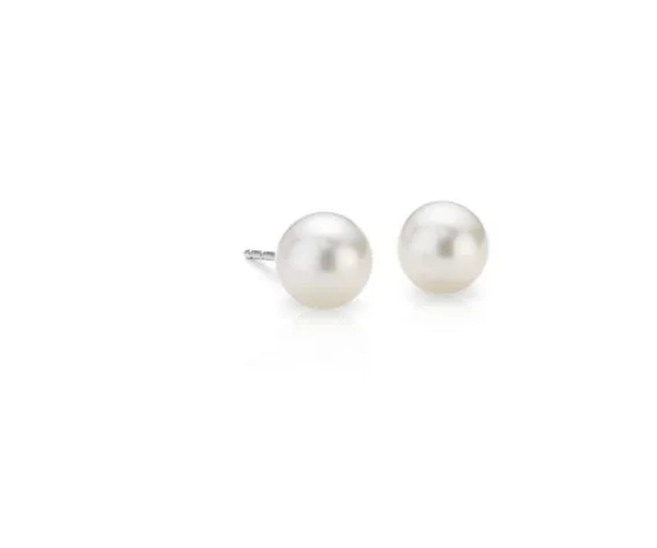 4.00 CTTW 18K Gold Genuine Cultured Pearl Earring in 18K White Gold Plated