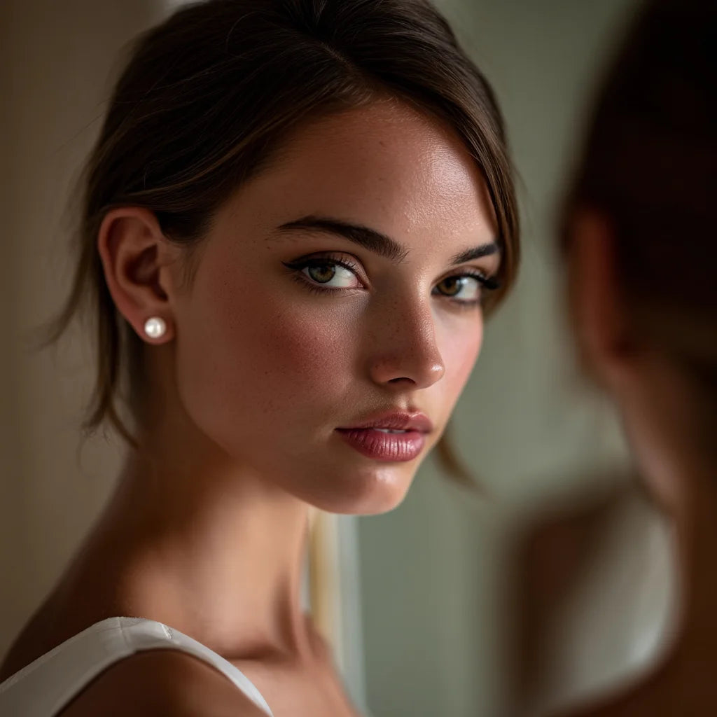 4.00 CTTW 18K Gold Genuine Cultured Pearl Earring in 18K White Gold Plated