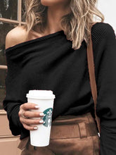 Full Size One - Shoulder Ribbed Sweater Plus Size for Adult women - FasionByMatteo