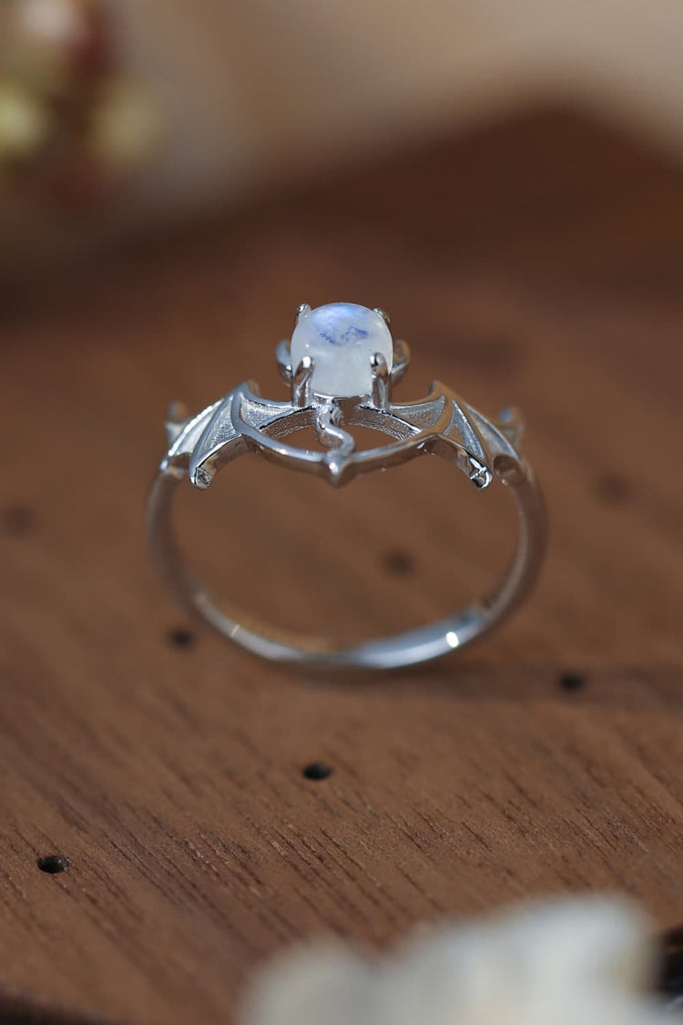 Moonstone Bat 925 Sterling Silver Ring for Adult women - FasionByMatteo