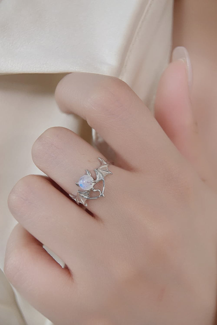 Moonstone Bat 925 Sterling Silver Ring for Adult women - FasionByMatteo