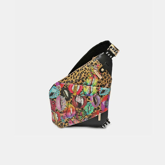 Nicole Lee USA Vegan Leather Leopard & Lip Pattern Crossbody Bag for Adult women - FasionByMatteo