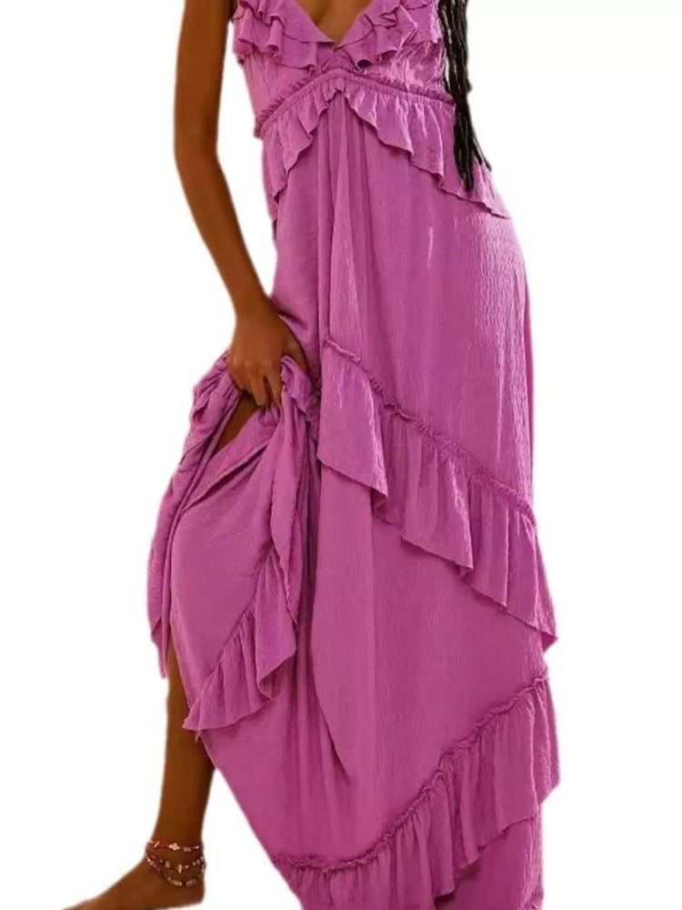 Ruffled Halter Neck Maxi Dress for Adult women - FasionByMatteo