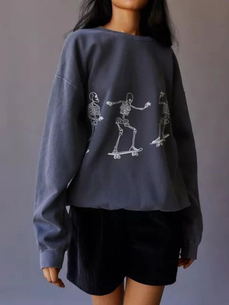 Skeleton Graphic Oversized Sweatshirt for Adult women - FasionByMatteo