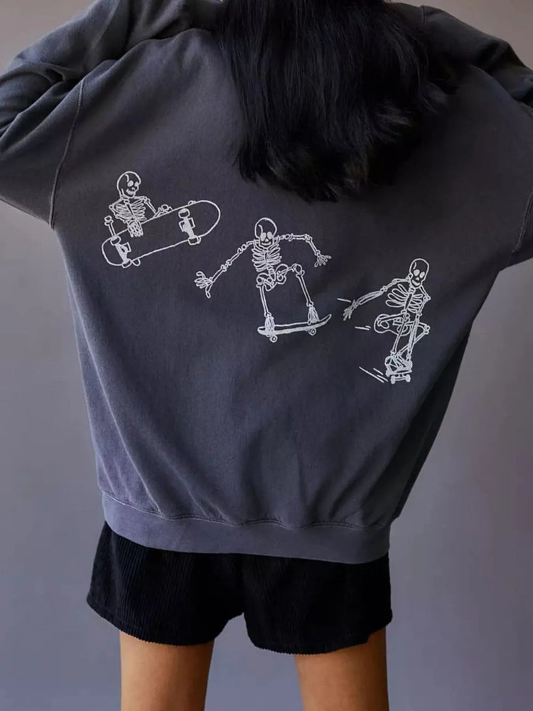 Skeleton Graphic Oversized Sweatshirt for Adult women - FasionByMatteo