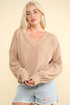 VERY J Exposed Seam V - Neck Ribbed Knit Top for Adult women - FasionByMatteo